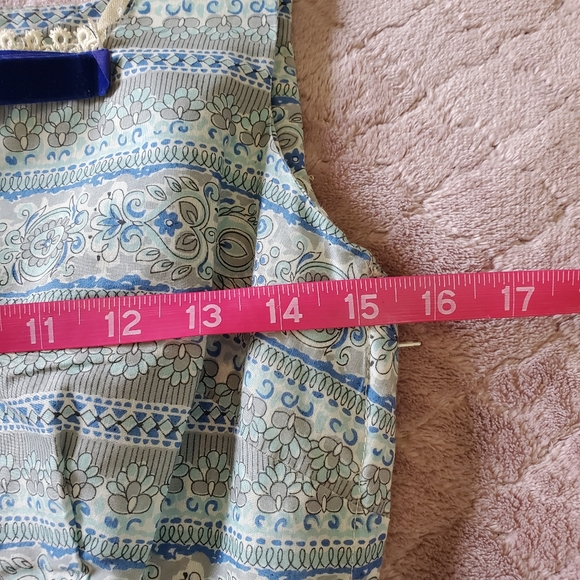 Vtg 1950s Blue Print Patterned Sun Dress Size XS Sock Hop Tea Length Rockabilly - Picture 13 of 15